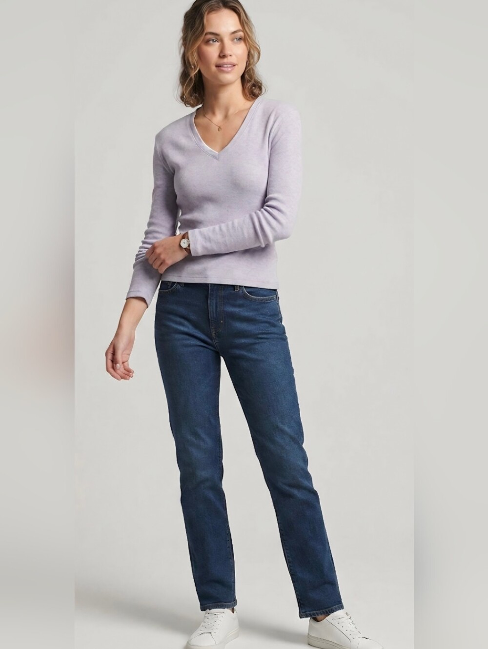 GAP Lavender Long Sleeve V-Neck Top